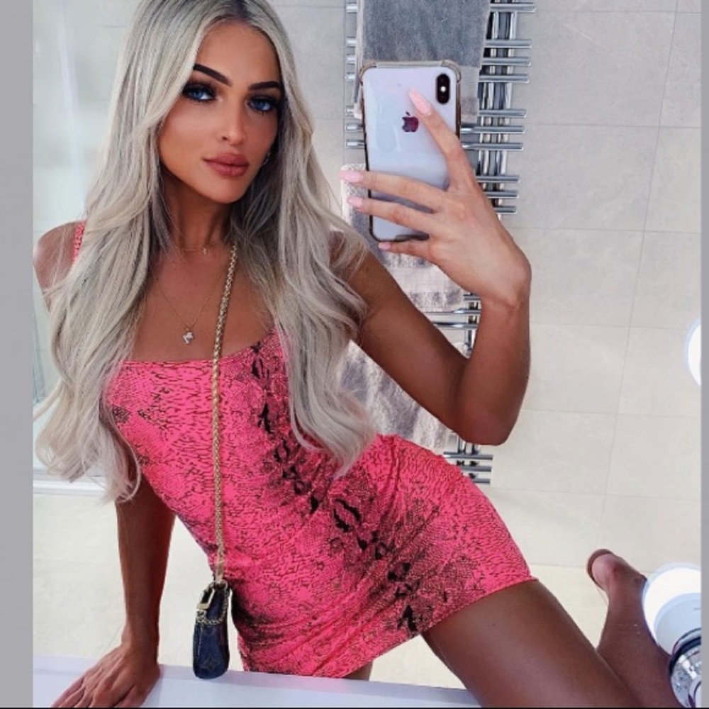 Pink Snake Print Cami Style Bodycon Mini Dress